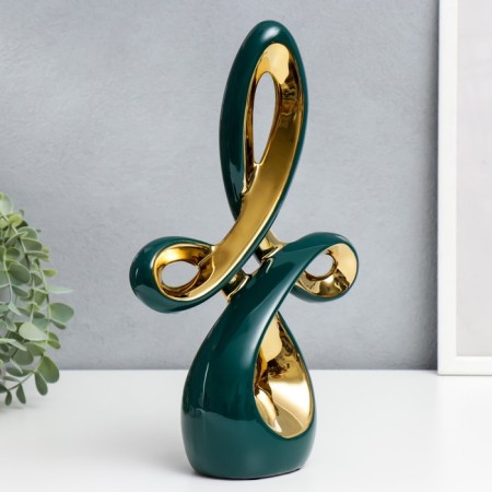 Souvenir Ceramics "Abstraction. Communication" Dark green with gold 30x20 cm-1