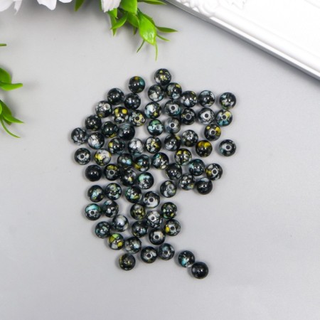 Beads for creativity plastic "Marble. Black" d = 0.8 cm set 20 g-1