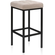 Stool Bar loft Metal/fabric, black/beige 34x34x65 cm