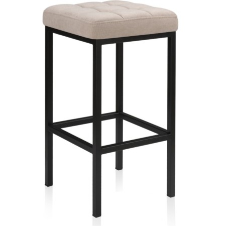 Stool Bar loft Metal/fabric, black/beige 34x34x65 cm