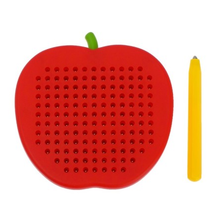 Magnetic tablet "Apple", small, 142 holes, red color-1