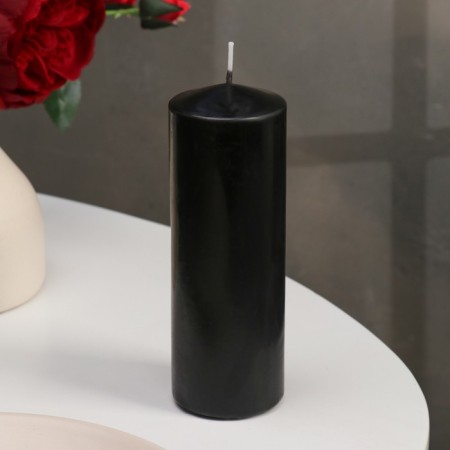 Candle - cylinder, 5x15 cm, black lacquered, 14 hours-1