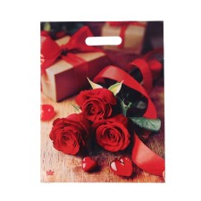 Three red roses package Polyethylene with a cut pen, 31x40 cm, 60 μm
