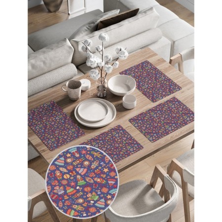 A set of napkins for setting the Retro toys table, rectangular, rounded edges, size 30x46 cm, 4 pcs-1