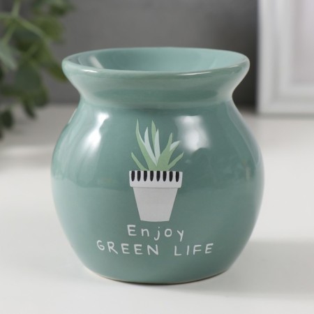 Aroma lamp ceramics "Plant in a pot" turquoise 7.2x7.2x7.8 cm