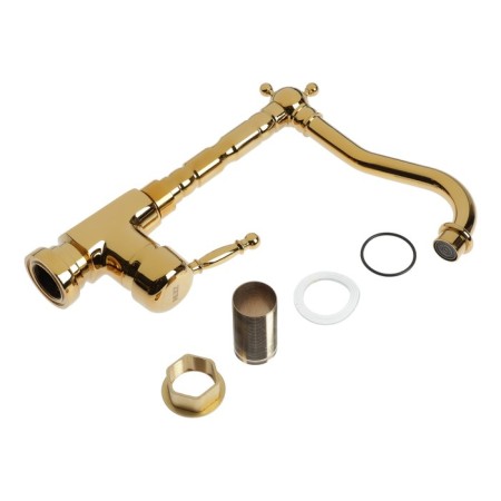 Zein sink mixer, high spout, without eyeliner, brass, color gold-10