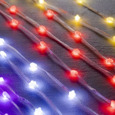 Smart garland “thread” 5 m dews with nozzles “stars”, IP20, silver thread, 50 LED, remote control, application, glow RGB, USB-2