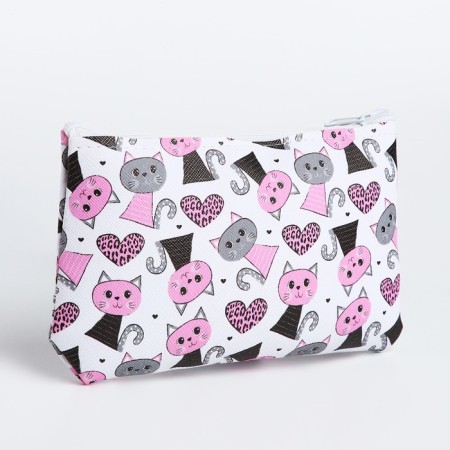 Cosmetic bag with lightning, white/pink color