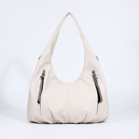 Load bag with a zipper, 3 outer pockets, milk color