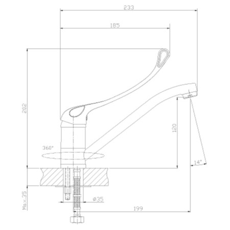 Rossinka Y35-25 kitchen mixer, with a zippit 250mm, chrome-1