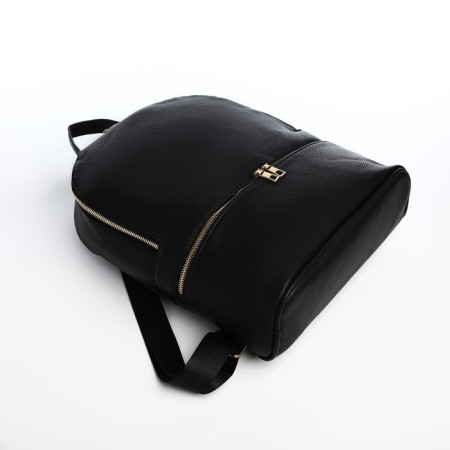 Women's backpack made of artificial leather with lightning, 2 pockets, black color-3