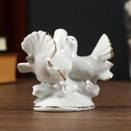Souvenir "2 white pigeons" with rhinestones 9x12 cm-3
