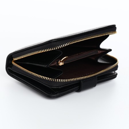 Women's wallet on the button, black color-3