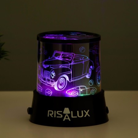 Night Projector "Retrotechnics" LED USB/from Black batteries 10.8x10.8x11.5 cm Risalux-4