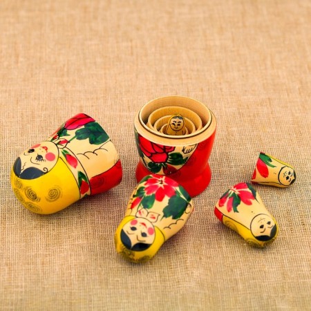 Nesting doll "Zoya", yellow scarf, 5 puppet, 12 cm-2