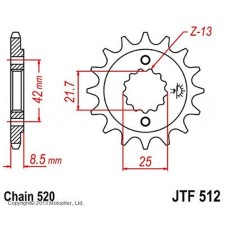 Front star, host JTF512, steel, chain 520, 15 teeth