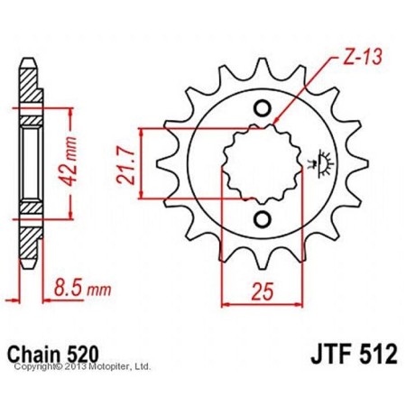 Front star, host JTF512, steel, chain 520, 15 teeth