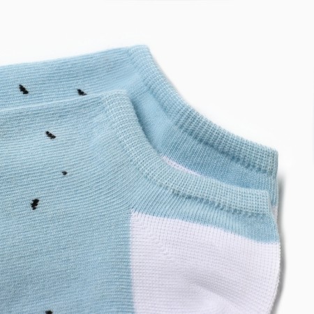 Women's socks shortened "owl", white/blue color, rr 23-25-1
