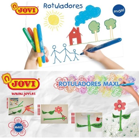 Flomasters 12 colors, Jovi, thickened, washed off, euro suspension, for kids-4