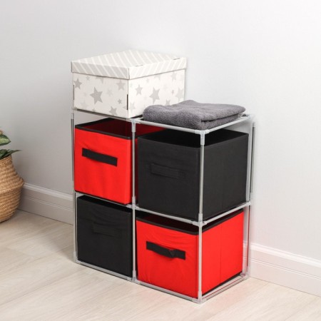 Store for storage of clothing shares, 4 boxes, 60 × 29 × 60 cm, red-black color-3
