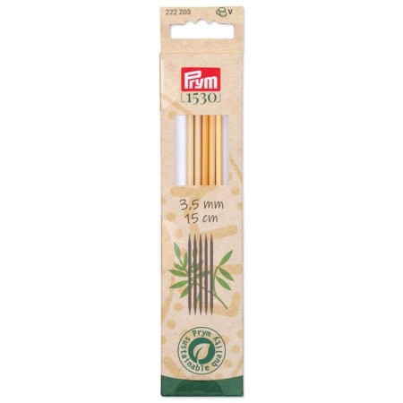 Knitting needles, bamboo, 3.5 mm/15cm, 5 pcs