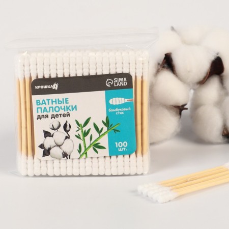 Cotton sticks, package 100 pcs, tip - spiral, cotton/bamboo (stick)-1