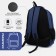 A backpack with a zipper, 2 external pockets, blue color