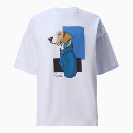 Women's T -shirt Minaku: Exclusive Print, white color, size 46-5