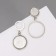 Earrings with mother -of -pearl "Magic" circle and ring, white color in silver