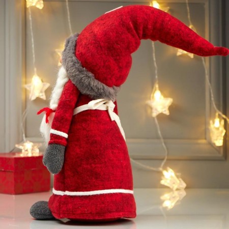 Interior doll "Grandma in a red outfit, with a heart on the apron" 52x12x18 cm-3