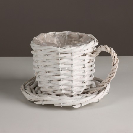 Kashpo wicker, d12 cm, white, willow
