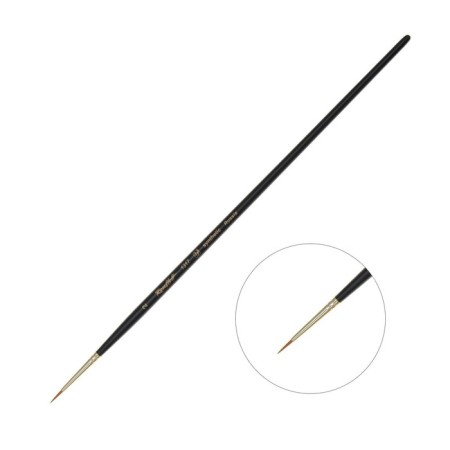 Synthetic brush, round, hard, shortened insert, rubloff Series 1317 No. 2, long black matte handle, yellow clip