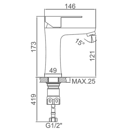 Accoona A9690 sink mixer, single -leaf, with a nut, stainless steel-6