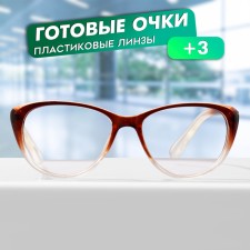 Ready glasses GA0555 (color: C1 brown; diopter: + 3; tint: no)