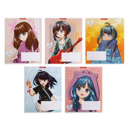 Notebook 24 sheets in the "anime" line, a paper cover 160g/m2, texture, offset block, mix