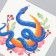 Tattoo on the body color "Snake for a month with flowers" 6x6 cm