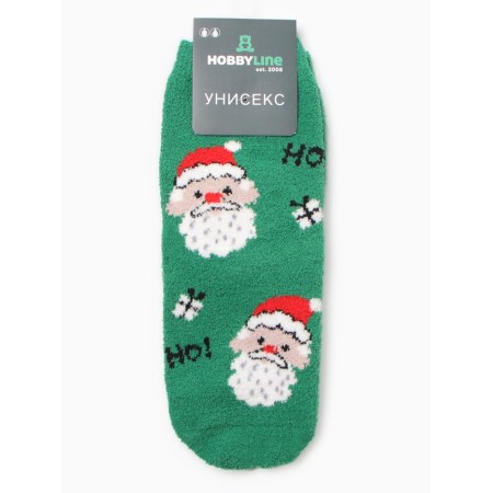 Male terry socks "Santa Claus" NMMP717, green color, river 39-44-2