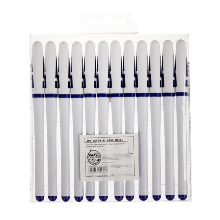 Gel pen, 0.5 mm, blue rod, white body, with rubber hold-6