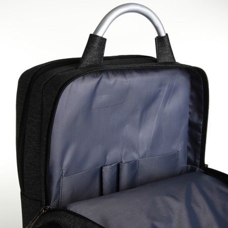 City backpack on a zipper, 2 pockets, with USB, black color-5