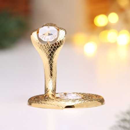 New Year. Souvenir snake, metal, glass, white crystals 5.5 × 8 × 6.5 cm-2