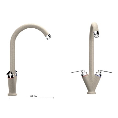 Kitchen mixer Ulgran U011-328, two-wound, beige color