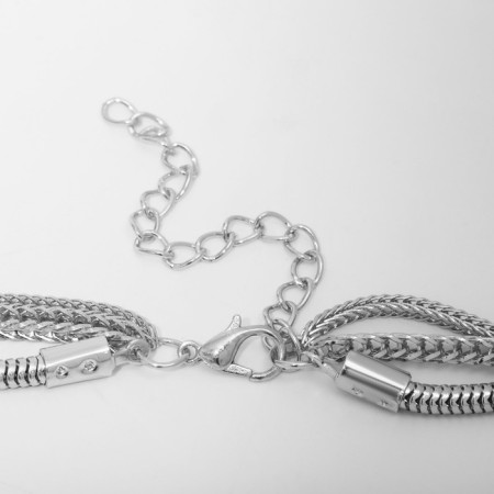 Piece "chain" ring, 3 threads, silver color, 58 cm-2