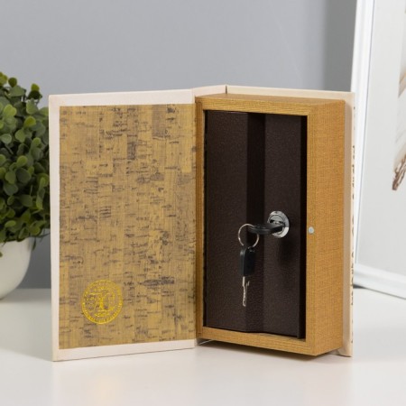 Safe wood leather "Our family values" 21x13x5 cm-4