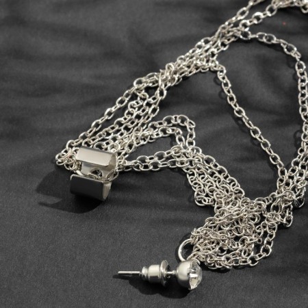 Earring "Kaff" eight chains, color silver-2