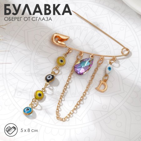 Pin-shaped “eyes” with pendants, 5 cm, color in gold