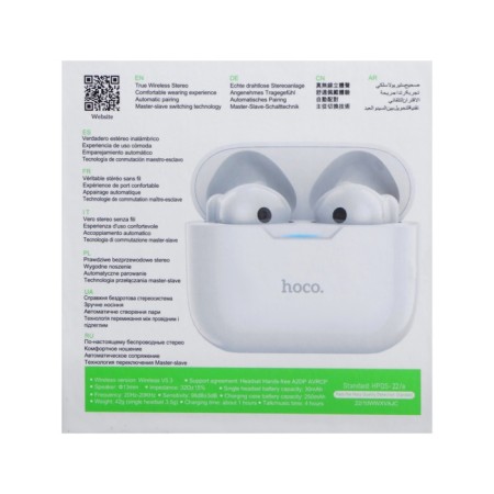 Hoco EW34, TWS, wireless headphones, inserts, BT 5.3, 30/250 mAh, white-12