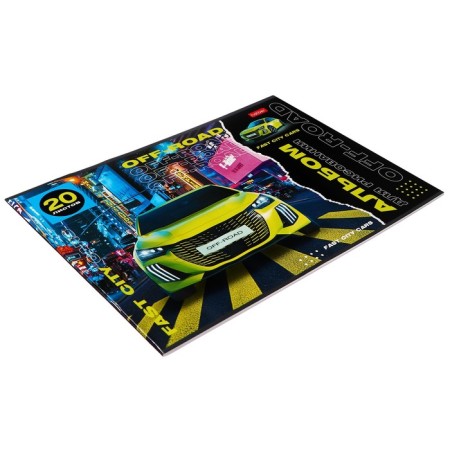 Album for drawing A4, 20 sheets "SUVs", covered cardboard, block 100 g/m2, mix 5 types-6