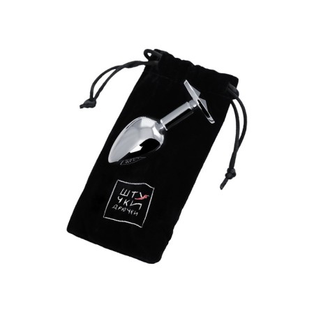 Anal sleeve of little cuts, silver, with a black crystal, Ø 2.5 cm, 48 g-5