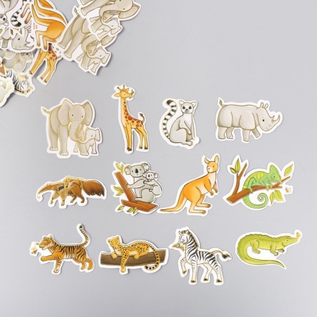 Stickers for creativity "Wild animals" embossing gold set 48 pcs 9x7x0.8 cm-1