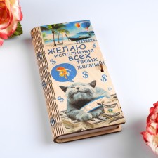 A wooden envelope with a seal 
